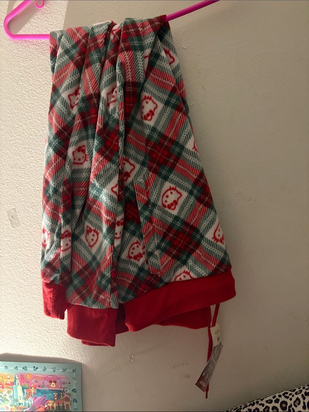 Aeropostale Red Green White Plaid Hello Kitty Fleece Pajama Pants